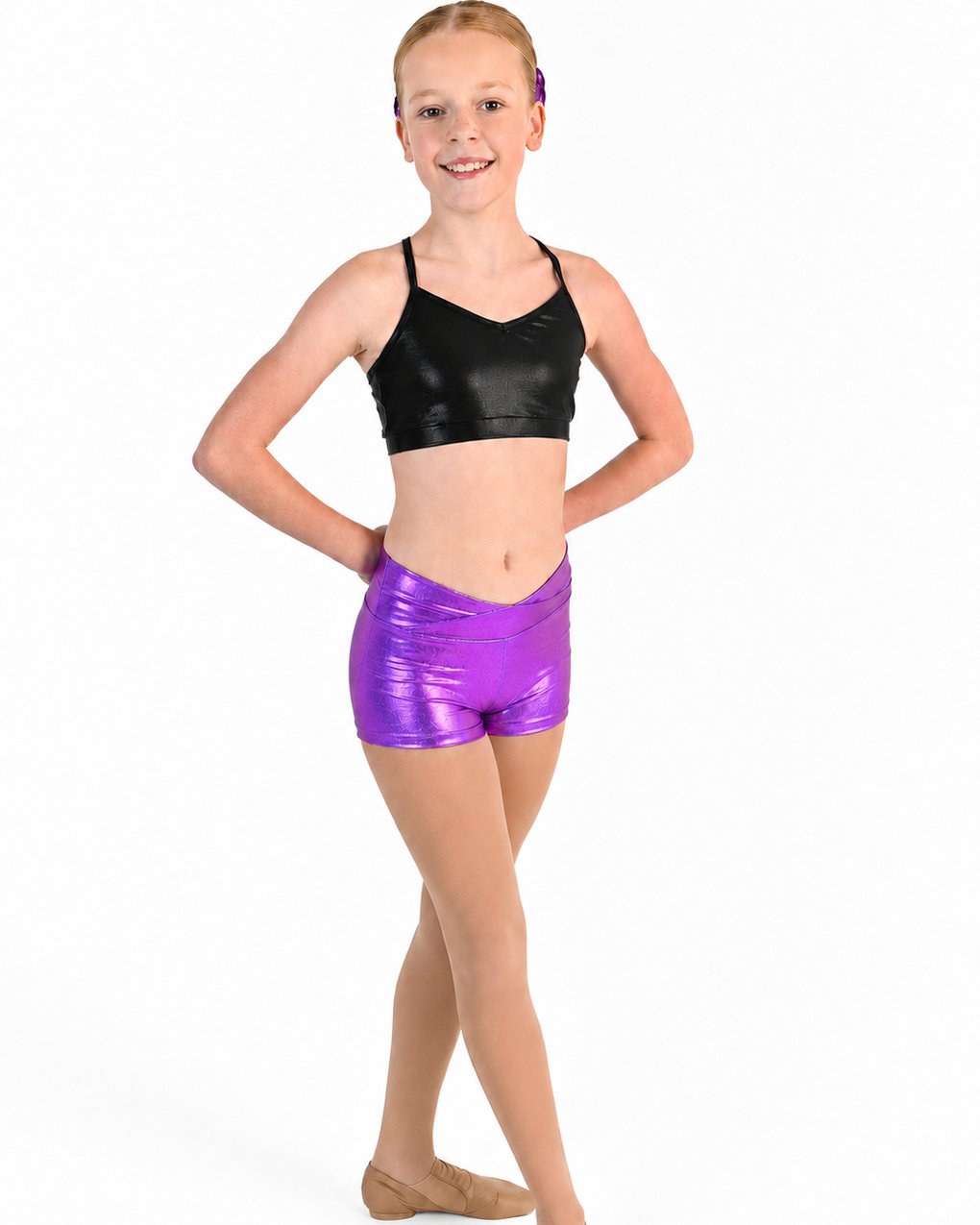 Young dancer wearing the Sienna Shorts in Fuchsia