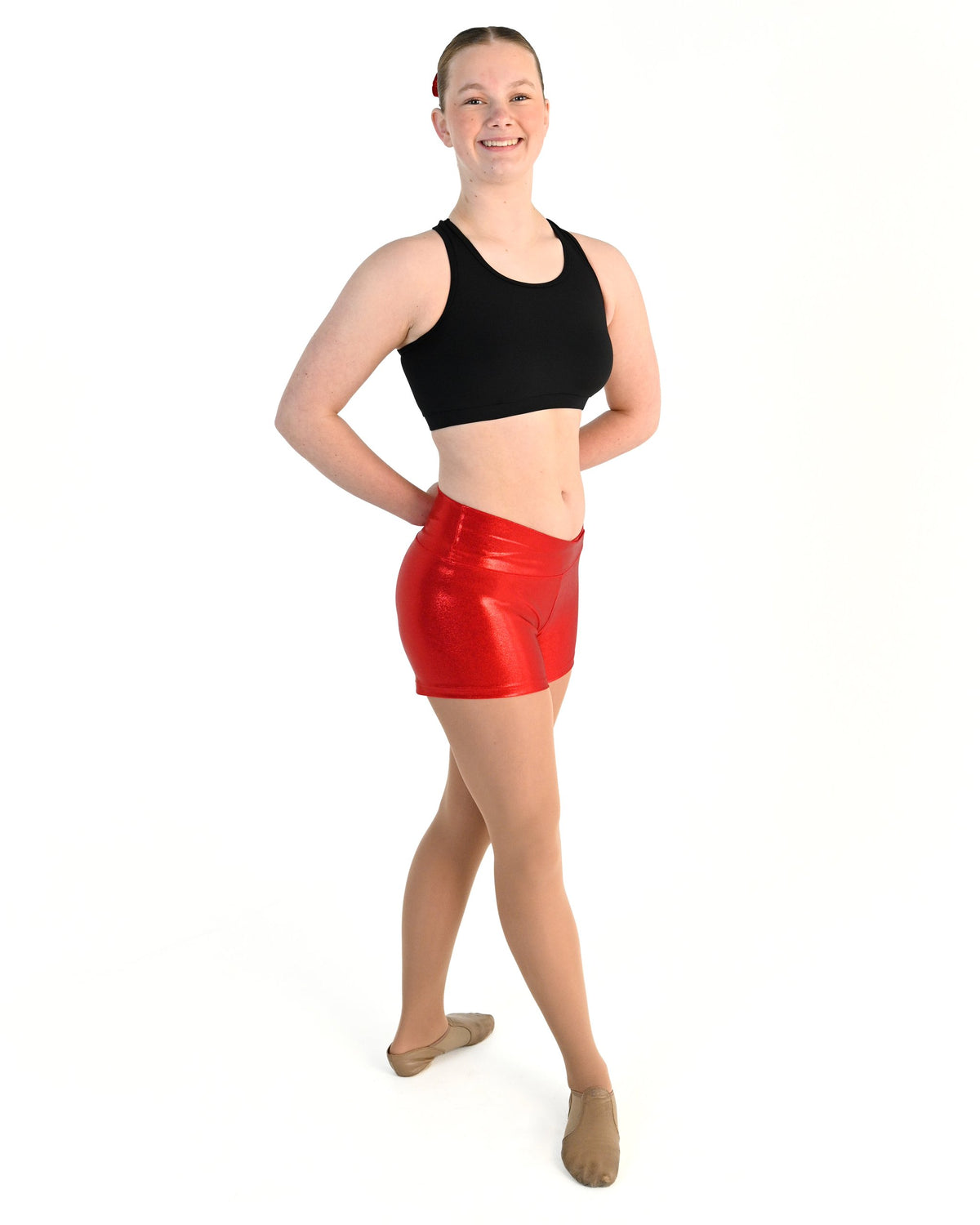 Young dancer wearing the Sienna Shorts in Red