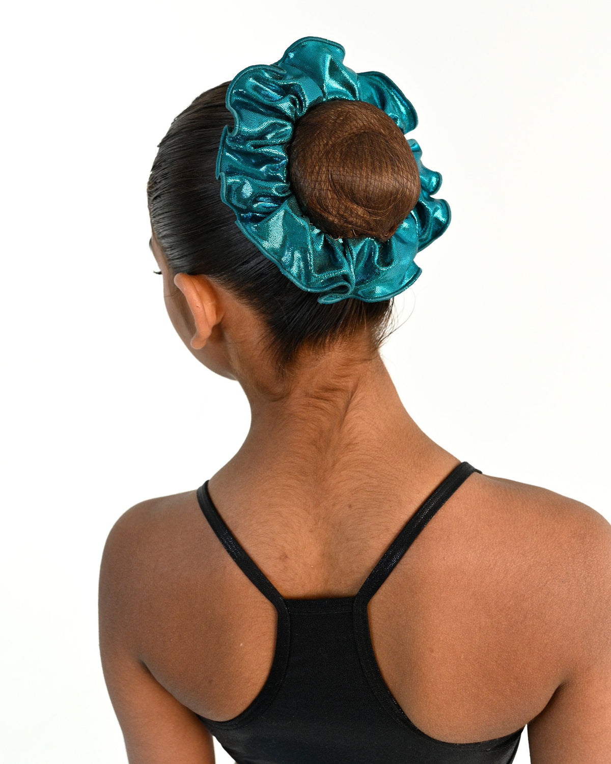 Young dancer wearing the Sienna Scrunchie in Emerald