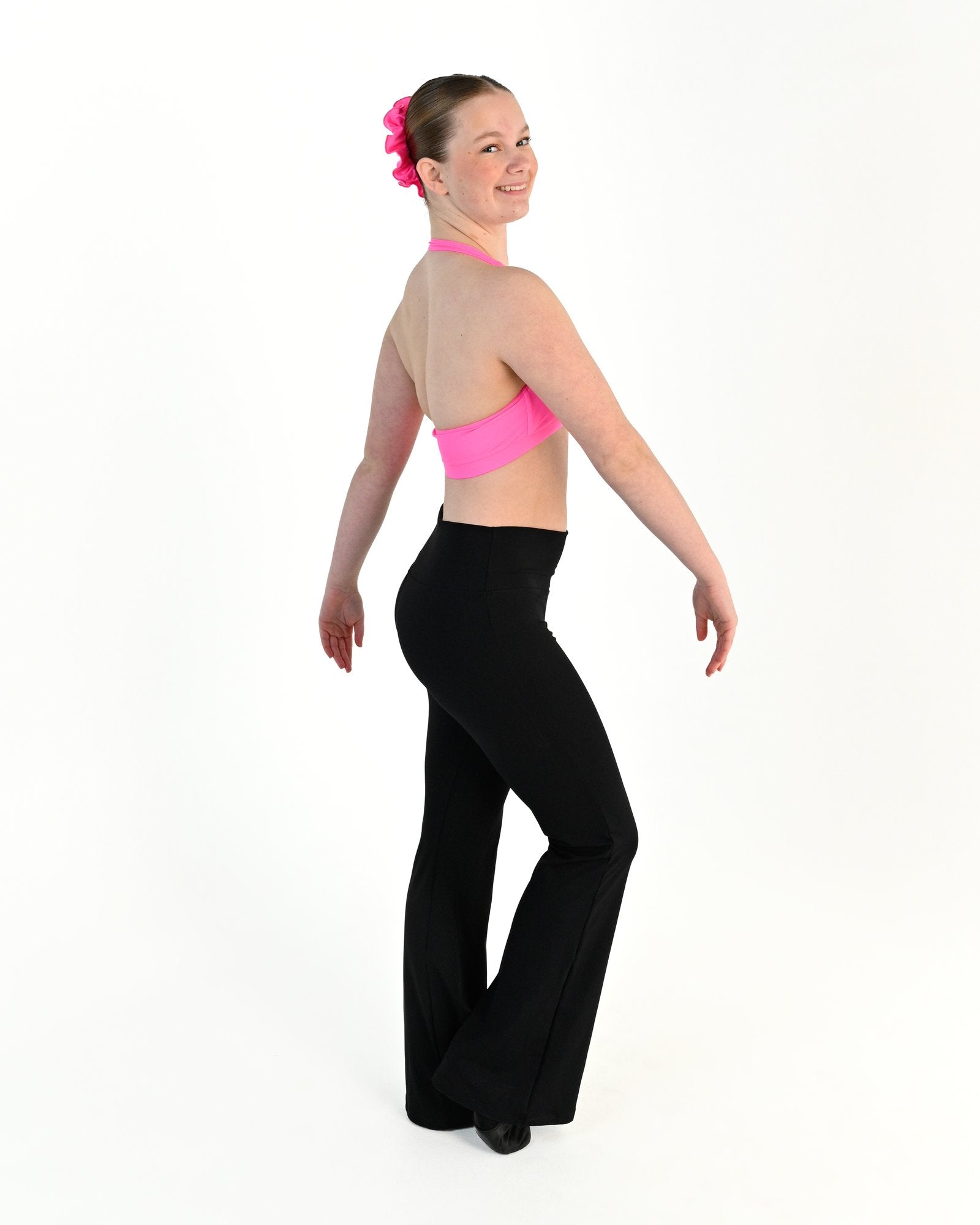 Tempo Halter Crop Top - Fluro Pink 2