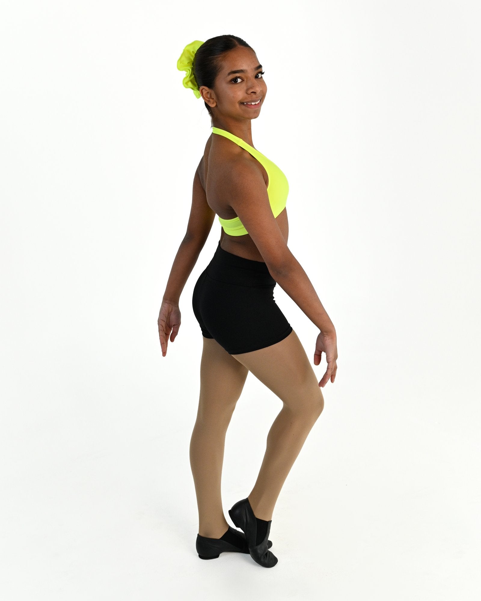Tempo Halter Crop Top - Fluro Yellow 2