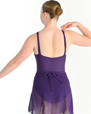 Young dancer wearing the Traditional Georgette Wrap Skirt in Eggplant, alternate view