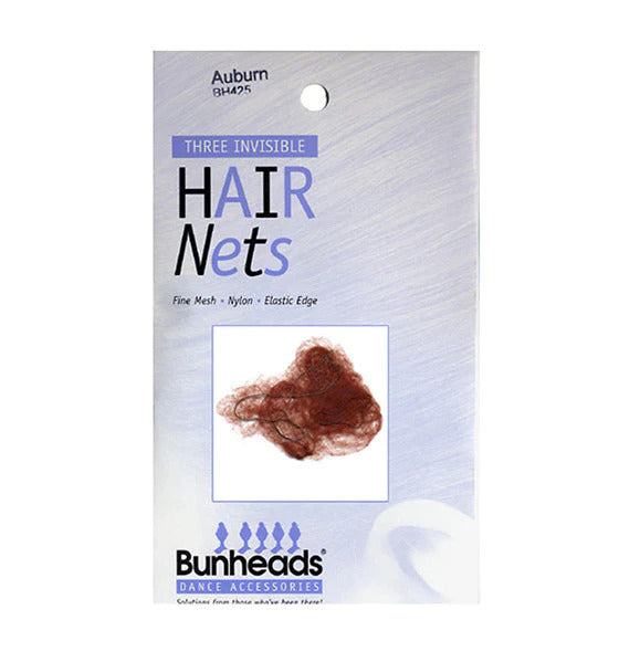 Bunheads Hair Nets Auburn - 3 Pack Fine Mesh Bun Nets