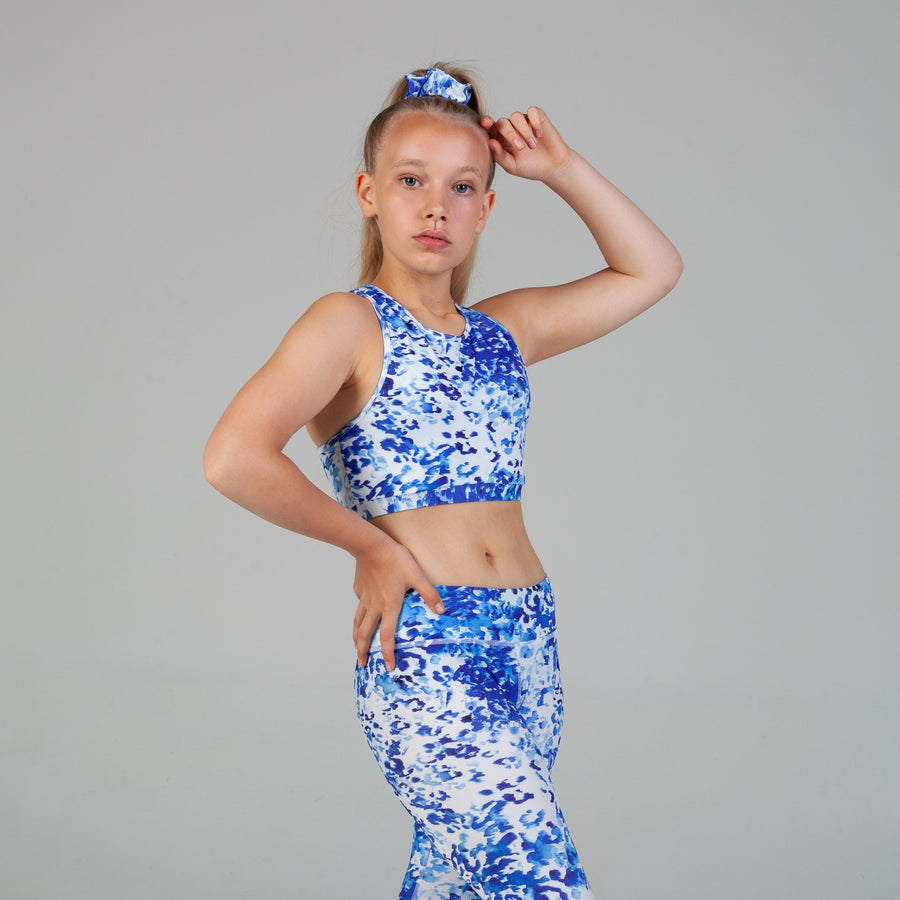 Mila Eco Friendly Racer Back Crop Girls - Sky Leopard