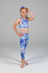 Lyla Eco Friendly Wide Waist Band 7/8 Legging Girls - Sky Leopard