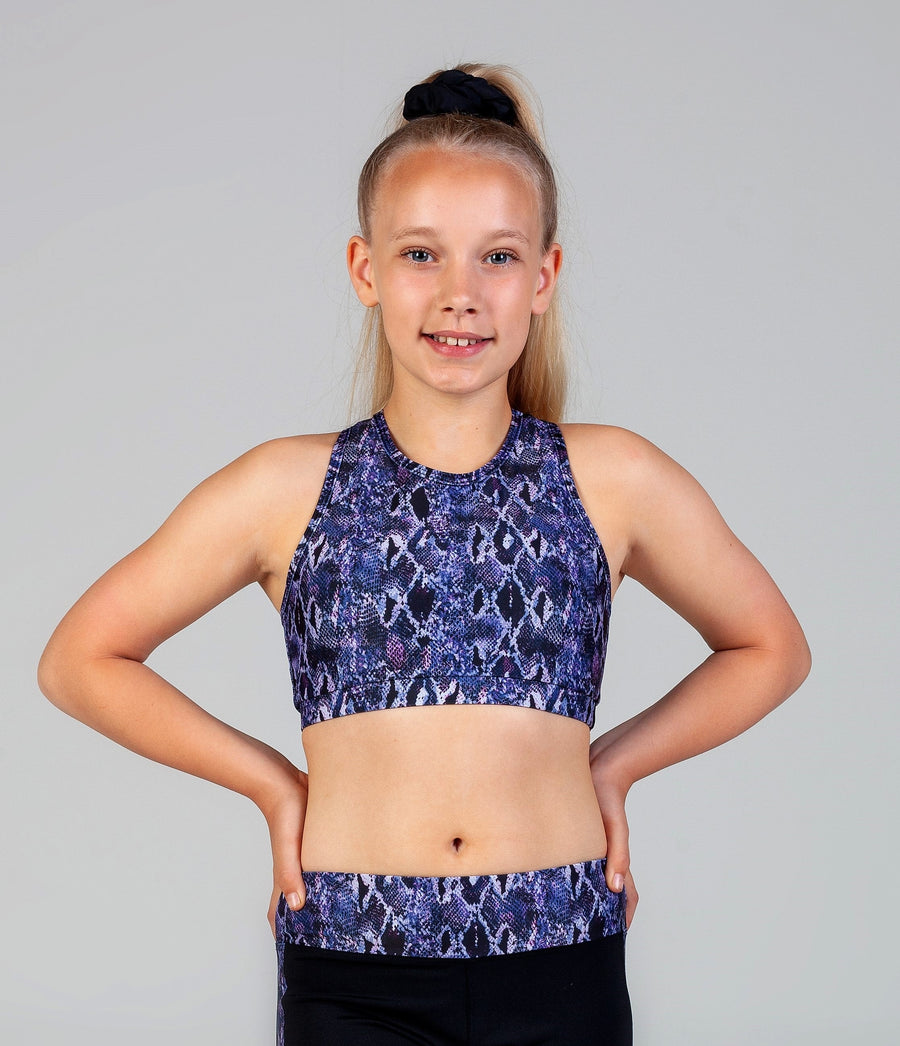 Lucia Racer Crop - Purple Snake Skin