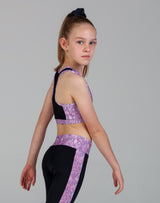 Lucia Wide Waist Band Bike Short Girls - Pink Snake Skin & Black