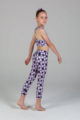 Lyla Eco Friendly Wide Waist Band 7/8 Legging Girls - Purple Diamond