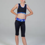 Charlie Wide Waist Band Bike Short Girls - Coral Coast & Black