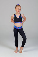 Zoe Eco Friendly Wide Waist Band 7/8 Legging Girls - Coral Coast & Black